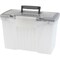 Storex Portable File Box with Organizer Lid, Legal/Letter, Clear/Silver